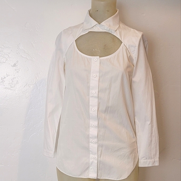 CARVEN Cutout-Front Poplin Blouse - Picture 2 of 7